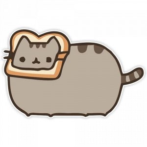Наклейка Серый кот и бутерброд