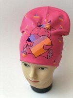 Шапка &quot;Единорожка&quot; кораллового цвета