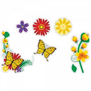 Наклейка Цветы и бабочки