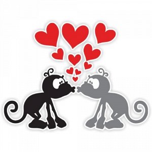Наклейка Влюбленные обезьянки