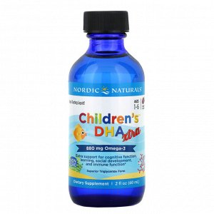 Nordic Naturals, Children&#x27 - s DHA Xtra, для детей возрастом 1–6 лет, ягодный вкус, 880 мг, 60 мл (2 жидк. унции)