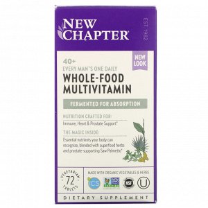 New Chapter, 40+ Every Man&#x27 - s One Daily Multi, мультивитамины для мужчин, 72 растительные таблетки