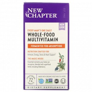 New Chapter, Every Man&#x27 - s One Daily Multi, мультивитаминная добавка для мужчин, 72 вегетарианских таблетки