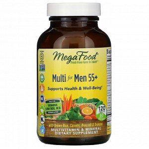 MegaFood, Multi for Men 55+, комплекс витаминов и микроэлементов для мужчин старше 55 лет, 120 таблеток