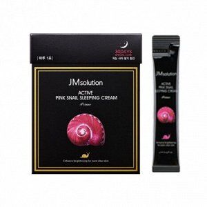 JMsolution Active Pink Snail Sleeping Cream Prime Обновляющая ночная маска с муцином улитки 1шт (4 мл)