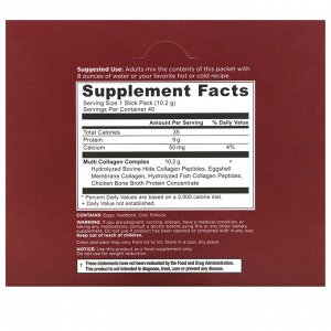 Dr. Axe / Ancient Nutrition, комплекс коллагенов и протеинов, 40 пакетиков-стиков, 408 г (14,4 унции)