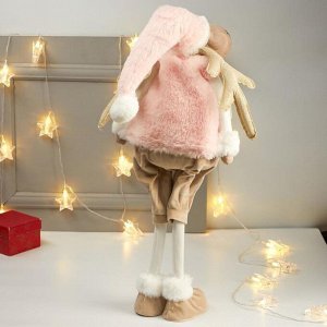 Кукла интерьерная "Лосик в розовом меховом жилете" 85х15х27 см