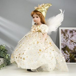 Кукла коллекционная керамика "Малыша Ангел в белом платье с звездами" 40 см