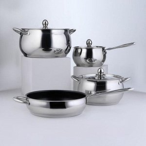 Набор посуды «Танто», 4 предмета: 2 л, 3,8 л, 6,6 л , а/п сковорода 2,9 л, индукция