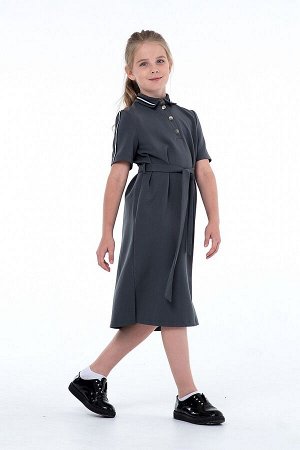Серое школьное платье, модель 0156