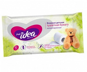 Fresh idea Влажная ДЕТСКАЯ РАСТВОРЯЮЩАЯСЯ туалетная бумага 40шт. Ватные ...