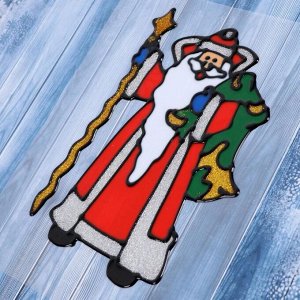 Наклейка на стекло "Дед Мороз с длинной бородой" 12,5х18,5 см