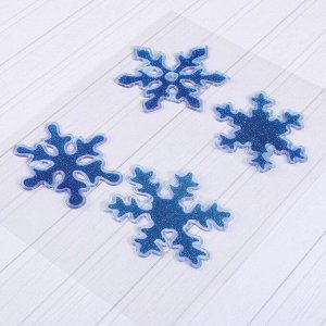Наклейка на стекло "Синие снежинки" (набор 4 шт) 8х8,5 см