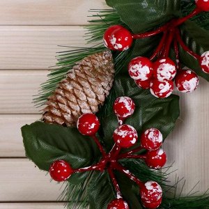 Венок новогодний d-16 см "Зимнее волшебство" ягодки и шишки