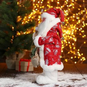 Дед Мороз "В красной шубке в ёлочках с подарками" двигается, 20х40 см