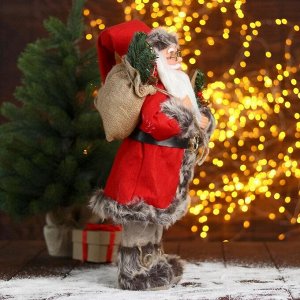 Дед Мороз "В красной шубке с лыжами и подарками" 23х45 см
