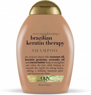OGX® Разглаживающий шампунь для укрепления волос «Бразильский кератин» 385 мл