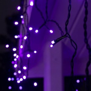 Luazon Lighting Гирлянда «Бахрома» 3 x 0.6 м, IP44, УМС, тёмная нить, 160 LED, свечение фиолетовое, 220 В