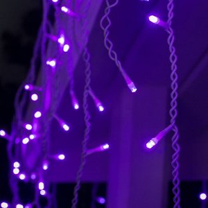 Гирлянда «Бахрома» 3 x 0.6 м, IP44, УМС, белая нить, 160 LED, свечение фиолетовое, 220 В