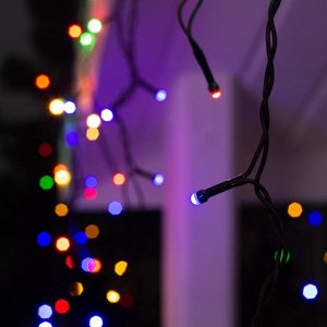 Гирлянда «Бахрома» 3 x 0.6 м, IP44, УМС, тёмная нить, 160 SMD-LED, свечение мульти, 220 В