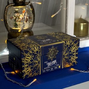 Гирлянда «Бахрома» 3 ? 0.6 м, IP44, УМС, прозрачная нить, 160 LED, свечение жёлтое, мерцание белым, 220 В