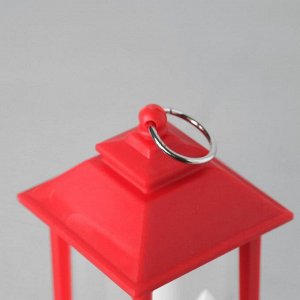 Светодиодная фигура «Красный фонарь со свечками» 5.5 x 13 x 5.5 см, пластик, батарейки AG13х3, свечение тёплое белое