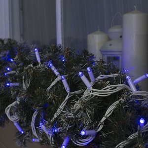 Гирлянда «Нить» 10 м, IP65, УМС, белая нить, 100 LED, свечение синее, 220 В