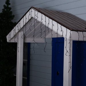 Гирлянда «Бахрома» 3 ? 0.6 м, IP44, УМС, тёмная нить, 160 LED, свечение белое, мерцание белым, 220 В