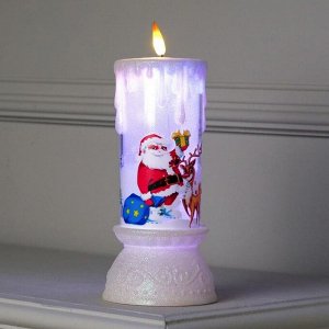 Светодиодная фигура «Свеча с Дедом Морозом», 10 x 23 x 10 см, пластик, батарейки ААх3 (не в комплекте), свечение мульти (RGB)