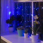 Гирлянда &quot;Бахрома&quot; 3 х 0.5 м , IP20, прозрачная нить, 80 LED, свечение синее, 8 режимов, 220 В
