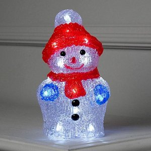 Светодиодная фигура «Снеговик» 11 ? 22 ? 11 см, акрил, 24 LED, батарейки ААх2 (не в комплекте), свечение белое