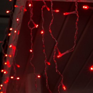 Luazon Lighting Гирлянда «Бахрома» 3 x 0.6 м, IP44, УМС, прозрачная нить, 160 LED, свечение красное, 220 В