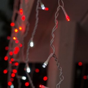 Гирлянда «Бахрома» 3 ? 0.6 м, IP44, УМС, белая нить, 160 LED, свечение красное, мерцание белым, 220 В
