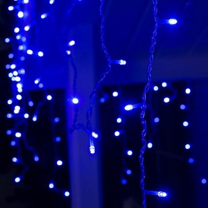 Гирлянда «Бахрома» 3 ? 0.6 м, IP44, УМС, прозрачная нить, 160 LED, свечение синее, 220 В