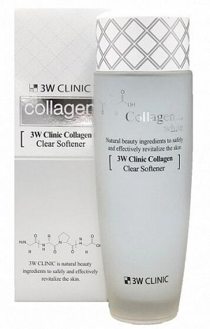 3W CLINIC Восстанавливающий софтнер для лица с коллагеном Collagen White Clear Softener