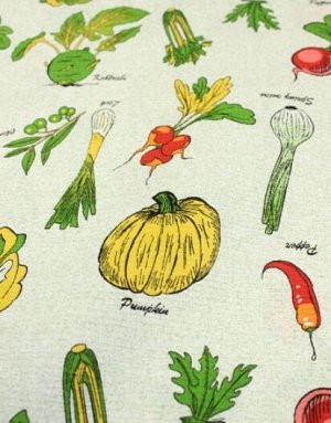 Вафельная ткань "Осенние овощи", ш.1,5м, хлопок-100%, 150гр/м.кв