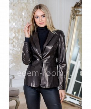Пиджак кожаный черного цветаАртикул: NS-7021-65-CH