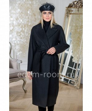 Чёрное пальто под поясАртикул: L-0169-115-CH