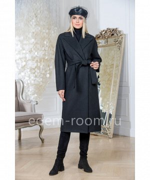 Чёрное пальто под поясАртикул: L-0169-115-CH