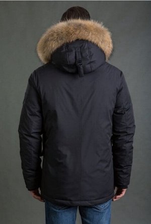 HERMZI. Качественная мужская зимняя куртка-пуховик с капюшоном и меховой опушкой. Ветронепродуваемая, режим до -30 мороза