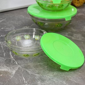 Набор салатников с крышками "Киви", 5 шт: 130/200/350/500/900 мл, цвет зеленый