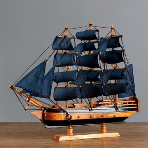 Корабль "Морской оркестр" трехмачтовый с синими парусами, 40*8*35см