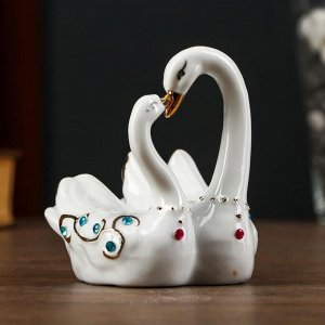 Сувенир керамика &quot;Поцелуи белых лебедей&quot; стразы 9,5х7,7х9,3 см