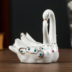 Сувенир керамика "Поцелуи белых лебедей" стразы 9,5х7,7х9,3 см