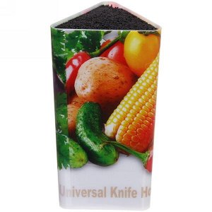 Подставка для ножей "Овощи" с черным наполнителем 22*10см треугольник