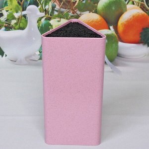 Подставка для ножей "Эко Лайф"" с черным наполнителем 22*10см треугольник розовая