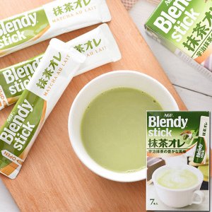 Растворимый зеленый чай с молоком Blendy Stick AGF, Япония, (7 стиков)