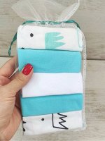 Набор платочков, 5 шт, Короны бирюзовые