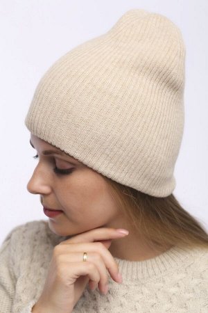 Шапка шапка  54-58 см, кремовый, Двухслойная - осень -  шерсть 50% акрил 50%