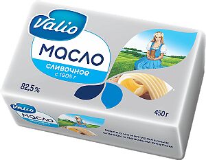 Масло Valio кислосливочное фасованное, м.д.ж. 82,5%, 450г